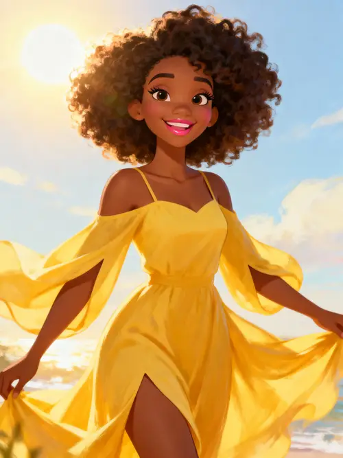 Radiant African Woman in Yellow Summer Dress