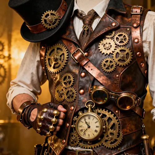 Intricate Steampunk Costume: Gears & Leather Accents