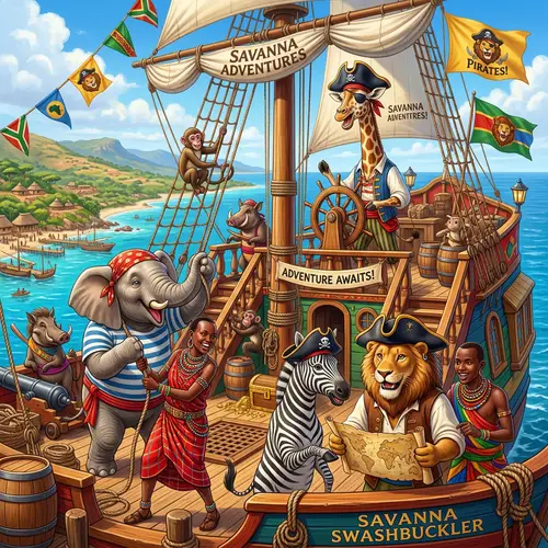 Fun Children's Show in Africa with Pirates and African Animals