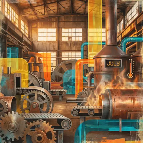 July Factory Equipment | Abstract Industrial Summer Scene