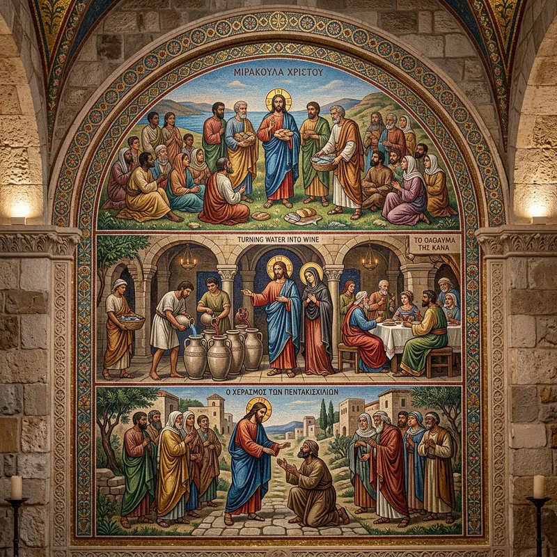 Diverse Jesus Miracles Mosaic Art: Key Episodes Depicted
