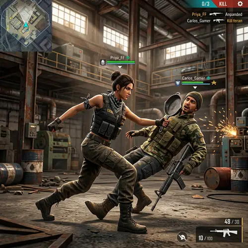 Intense Freefire Battle: Female South Asian Gamer vs Hispanic Male