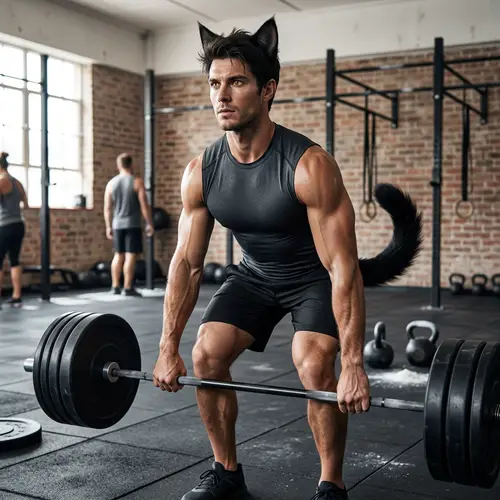 Muscle Man with Cat Features