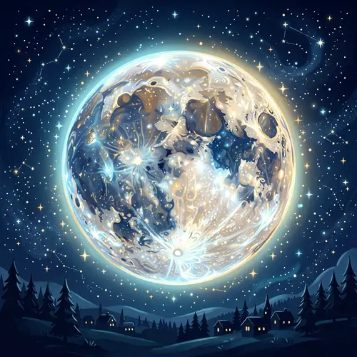 Cartoon Logo of a Fresh Moon in Silver & Gold