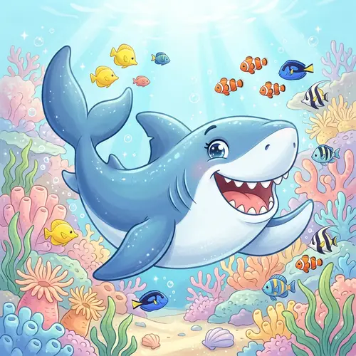 Adorable Cartoon Shark Illustration for Kids