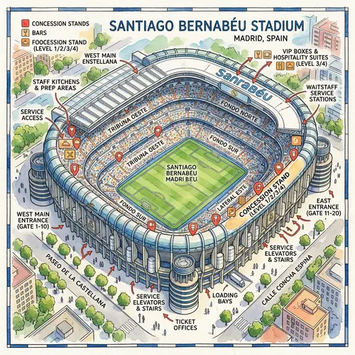 Santiago Bernabeu Watercolor Art for Waitstaff