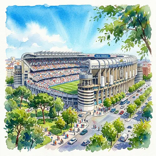 Santiago Bernabeu Stadium Watercolor Art