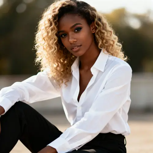Stylish Young Woman in Chic Office Attire