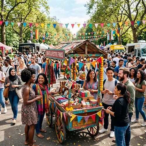 Unique Outdoor Event with Festive Cart Decorations