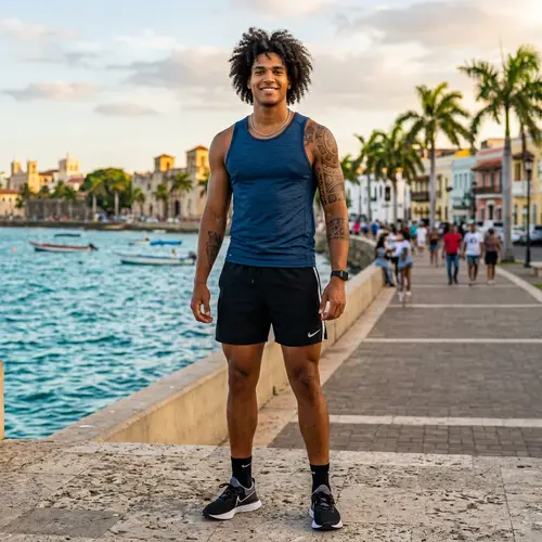 Curly Haired Dominican Man: Athletic & Tall
