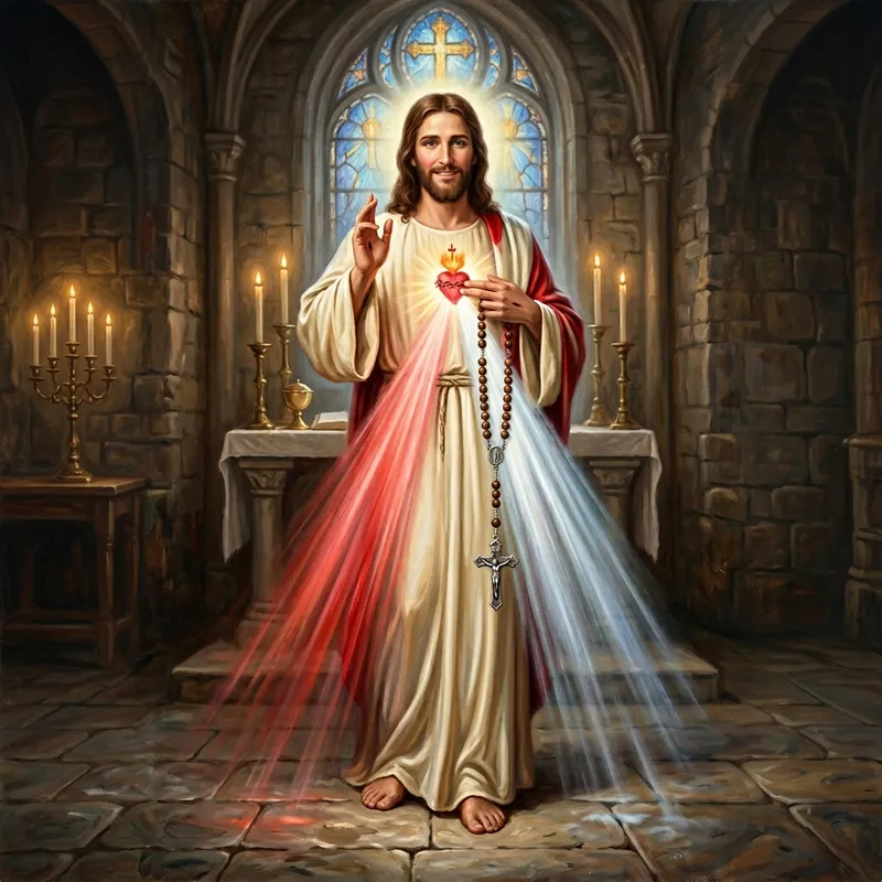 Divine Mercy Jesus with Rosary - Vertical Artwork