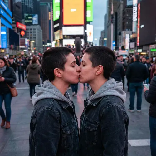 Passionate Kiss: Couple with Same Face