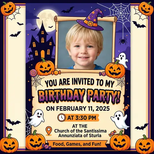 Halloween-Themed Birthday Invitation for Kids