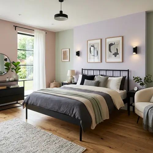 Modern Bedroom Interior with Black Bed