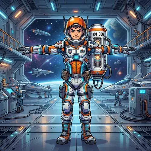 Futuristic Space Character in T-Pose Illustration