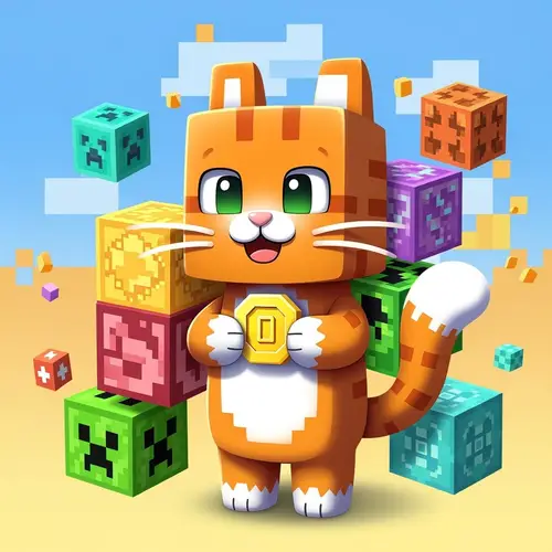 Minecraft Style Lucky Cat