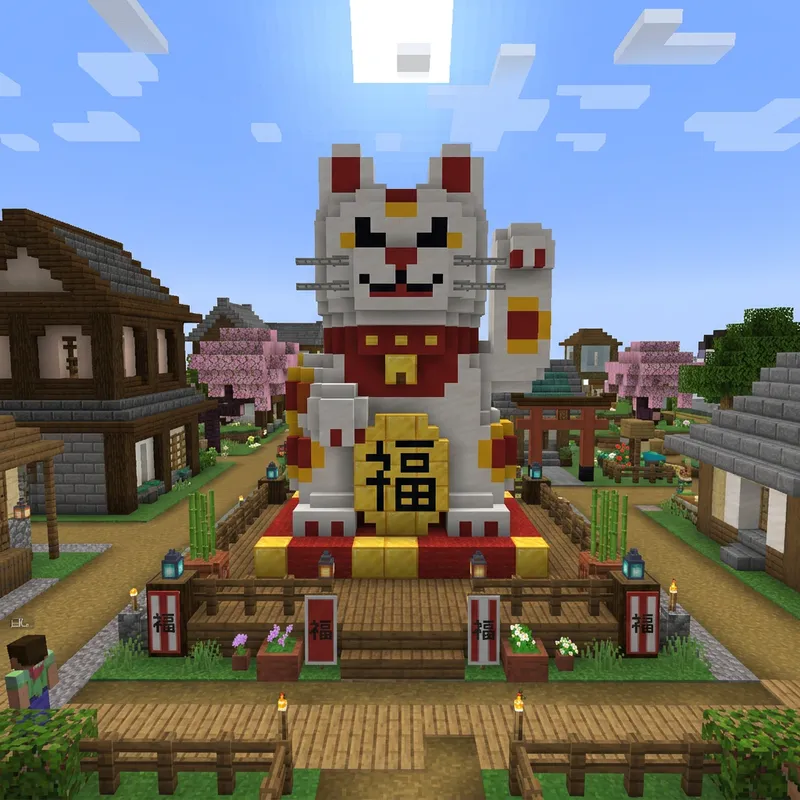 Minecraft Style Lucky Cat Minecraft Style Lucky Cat