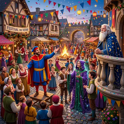 Whimsical Festival in a Verb Village Square