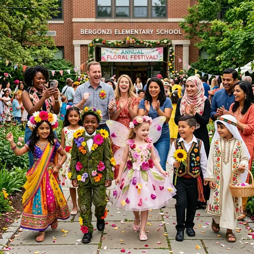 Vibrant Costumes at Bergonzi Elementary School Event