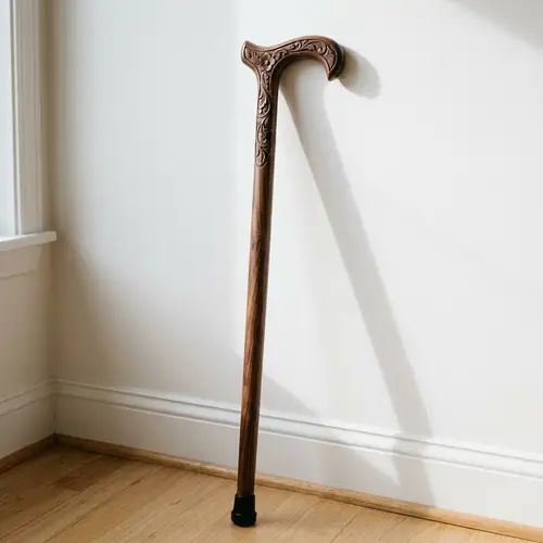 Elegant Carved Wooden Cane for Ergonomic Support