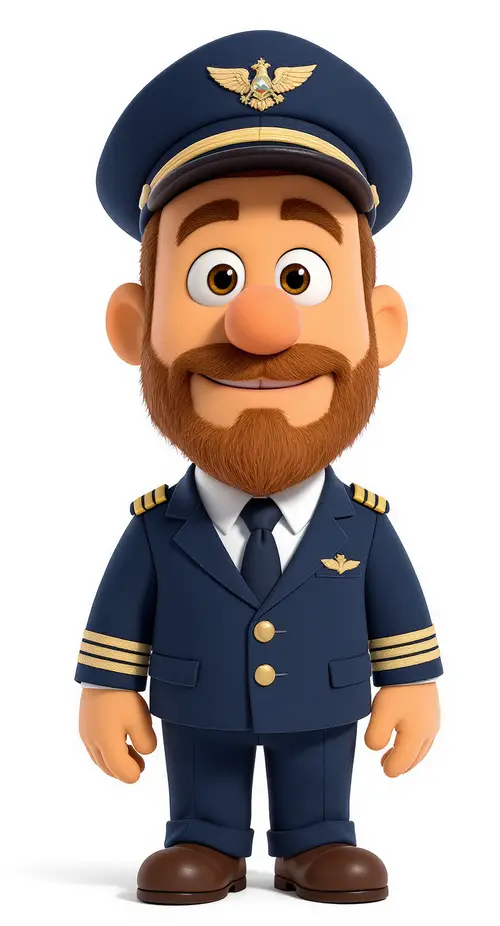 Cheerful Male Pilot Cartoon Avatar Creation