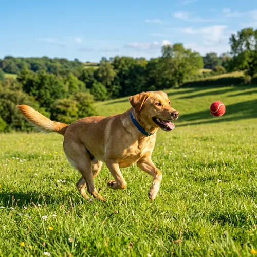 Gorgeous Labrador Retriever Playing in Sunny Field