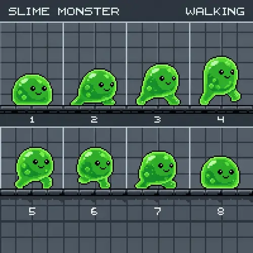 Slime Monster Pixel Art Sprite Sheet