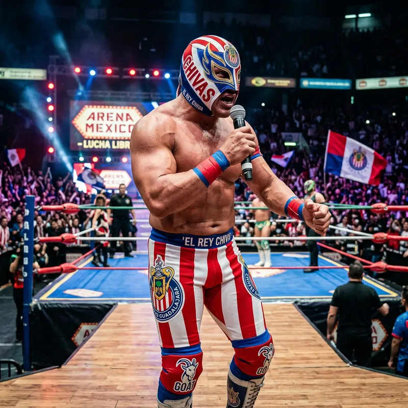 Muscular Chivas-Wrestler in Mexico-Themed Mask Muscular Chivas-Wrestler in Mexico-Themed Mask