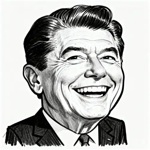 Funny Ronald Reagan Caricature Full Body Illustration
