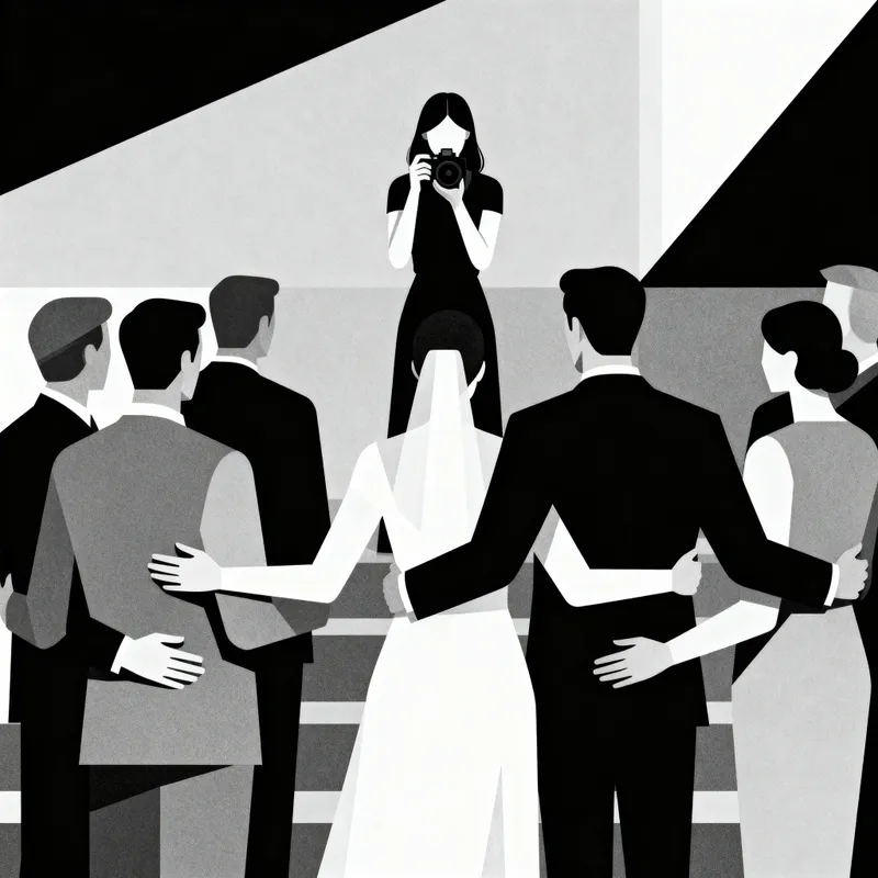 Bride and Groom Embracing Guests in Heartfelt Moments