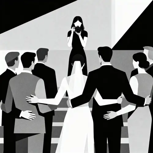 Bride and Groom Embracing Guests in Heartfelt Moments