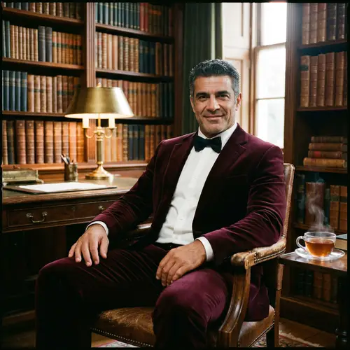 Elegant Middle-Aged Man in Velvet Suit | Confident Office Look