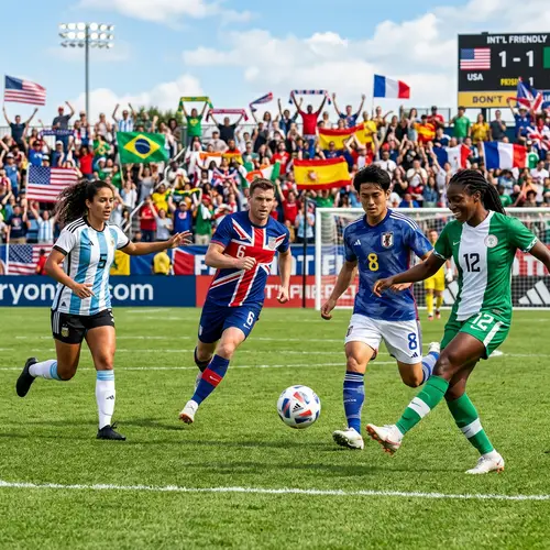 International Friendly Sports Game: Athletes Competing in Unity