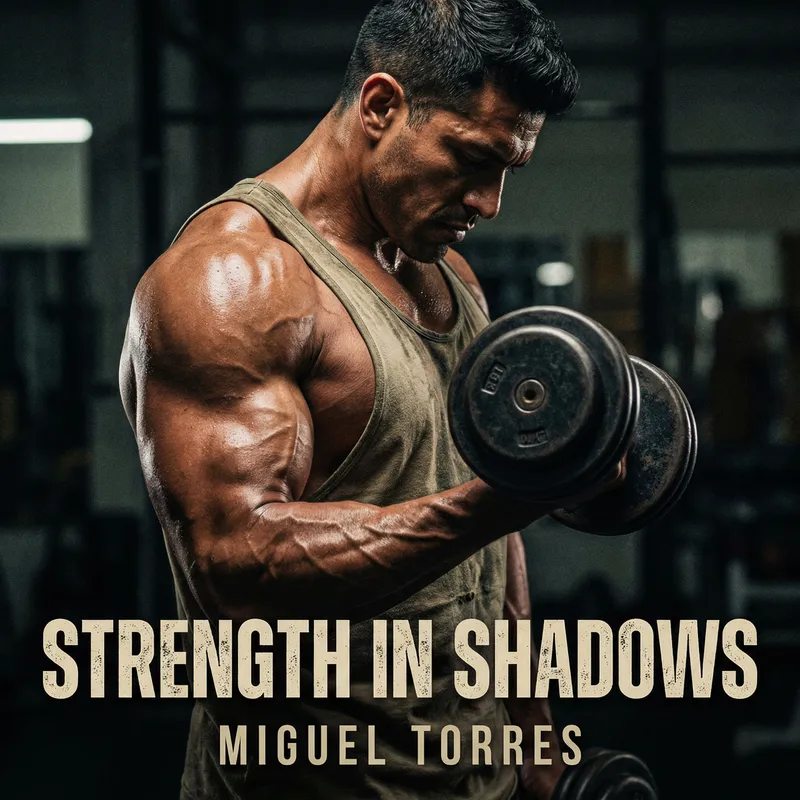 Photorealistic Bodybuilder with Dumbbell, Perfect for Book Cover