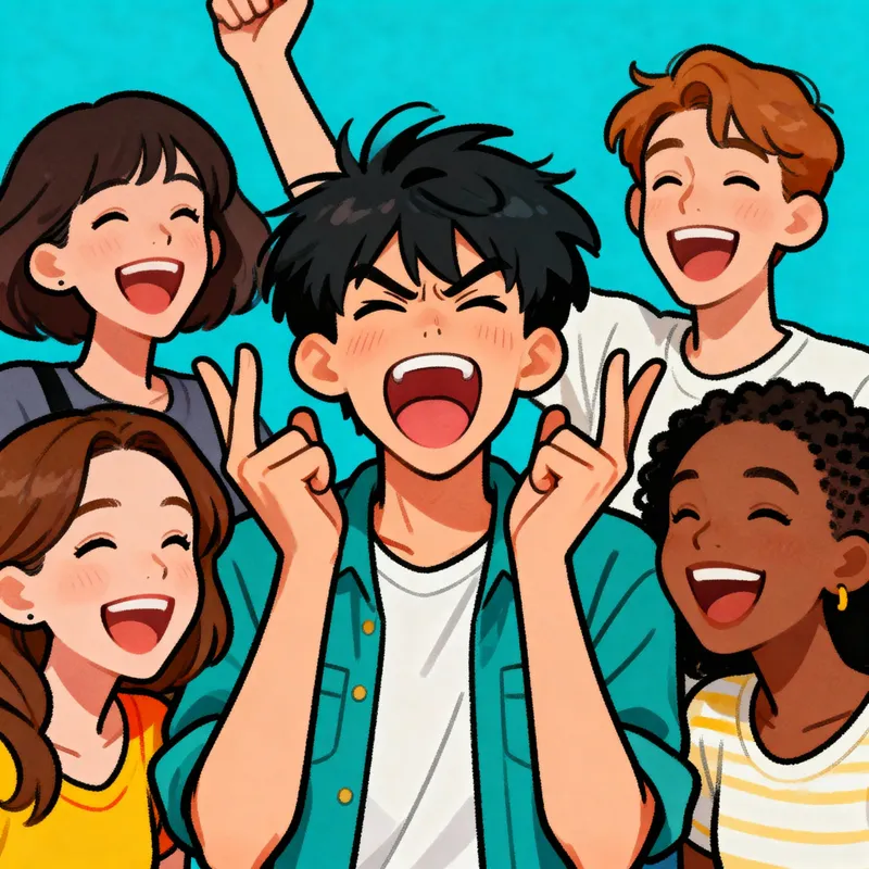 Charming Cartoon of Friends Laughing Together Charming Cartoon of Friends Laughing Together