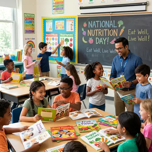 Diverse Students Celebrating National Nutrition Day | Classroom Activities