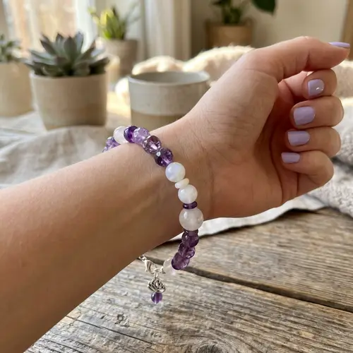 Purple and White Crystal Bracelet Design