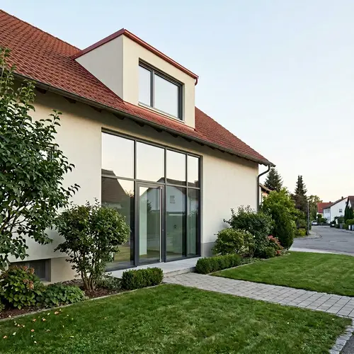 Stunning Red Roof Home with Off-White Facade