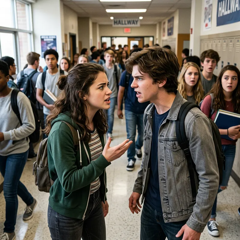 Green-Eyed Girl and Blue-Eyed Boy in Heated Discussion