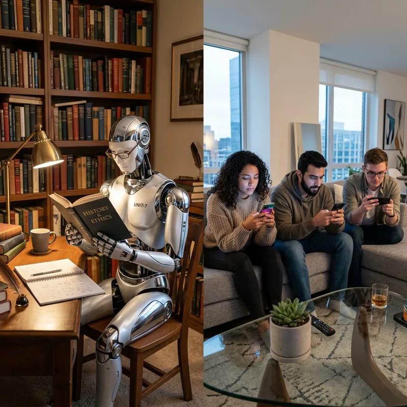 Futuristic Robot Learning in Room vs Humans Engaged in Digital World Futuristic Robot Learning in Room vs Humans Engaged in Digital World