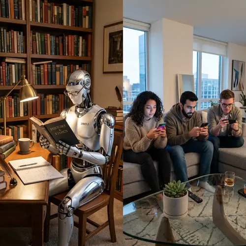 Modern Robot Studying in Cozy Room vs Diverse Humans in Digital World