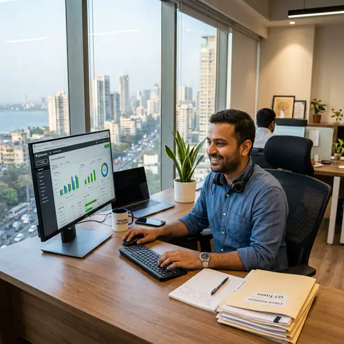 South Asian Male Entrepreneur using Quickbooks Online | Office Finance Management