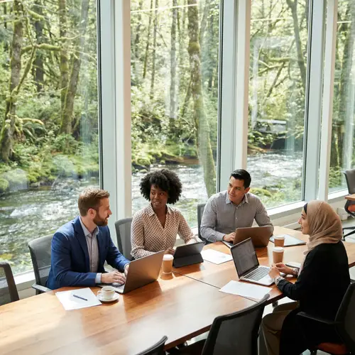 Diverse Professionals Collaborating in a Modern Office