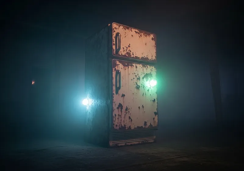 Mysterious Fridge in a Misty Scene