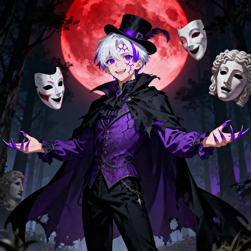 Mysterious Anime Character in Dark Forest