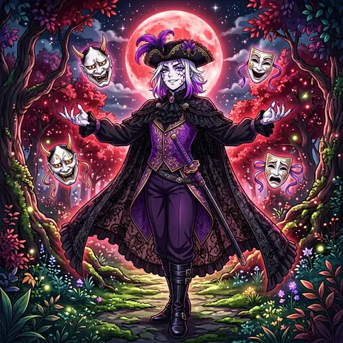 Mysterious Anime Character in Dark Forest