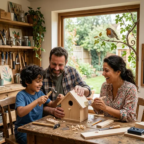 Multicultural Family Building Birdhouse at Home | Family Bonding