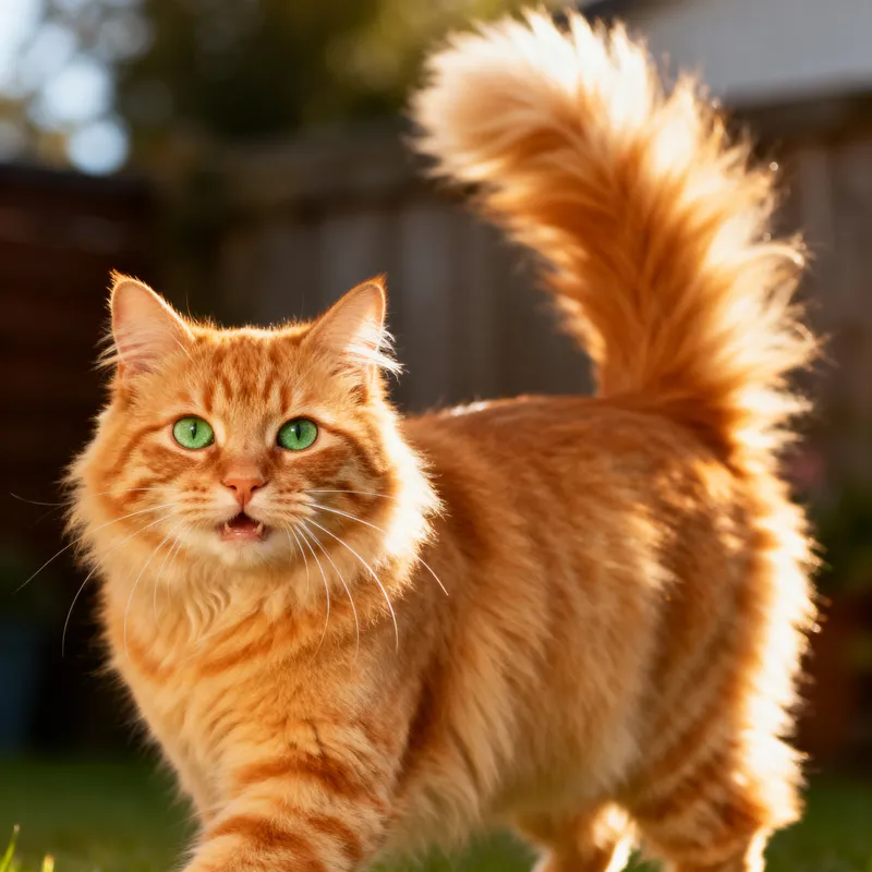 Playful Orange Tabby Cat with Green Eyes