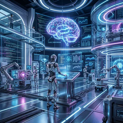 Futuristic AI Technology: Advanced Robotics & Holographic Interfaces