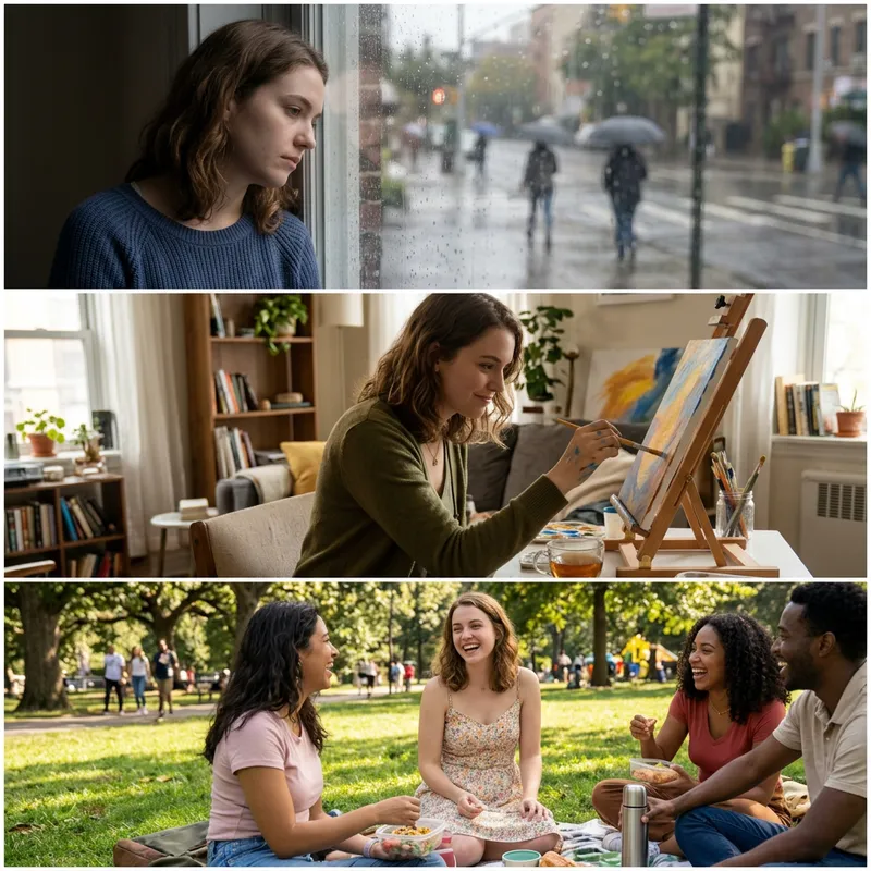 Woman's Emotional Journey: Heartbreak to Happiness